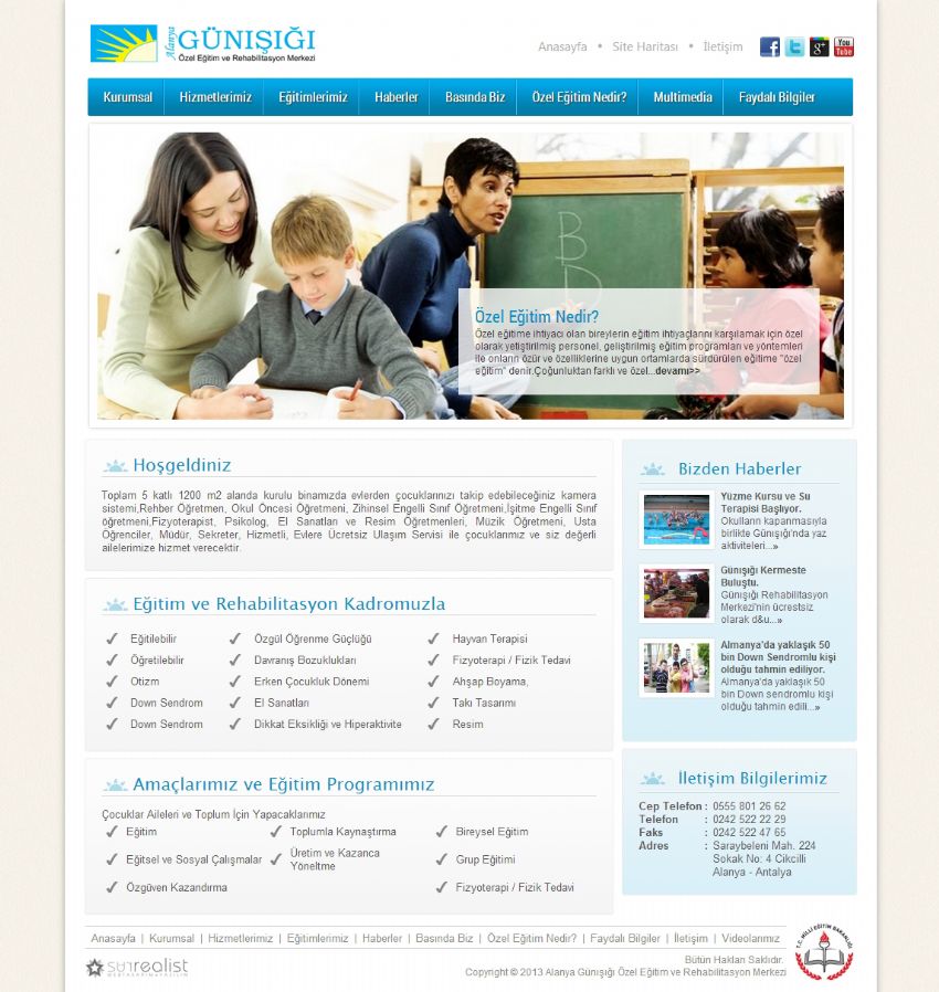 Alanya Günışığı Özel Eğitim ve Rehabilitasyon Merkezinin Yeni Websitesi Yayına Girdi