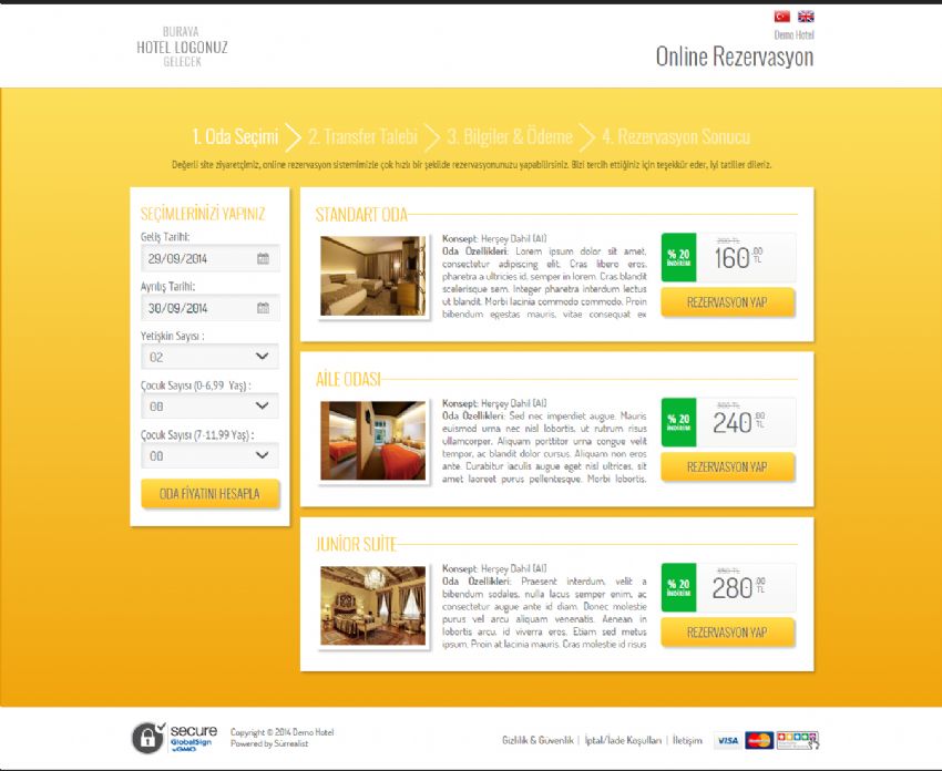 Otel Online Rezervasyon Sistemimiz Yenilendi